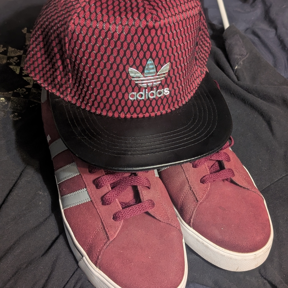 Adidas Burgundy Sneakers and Cap Set